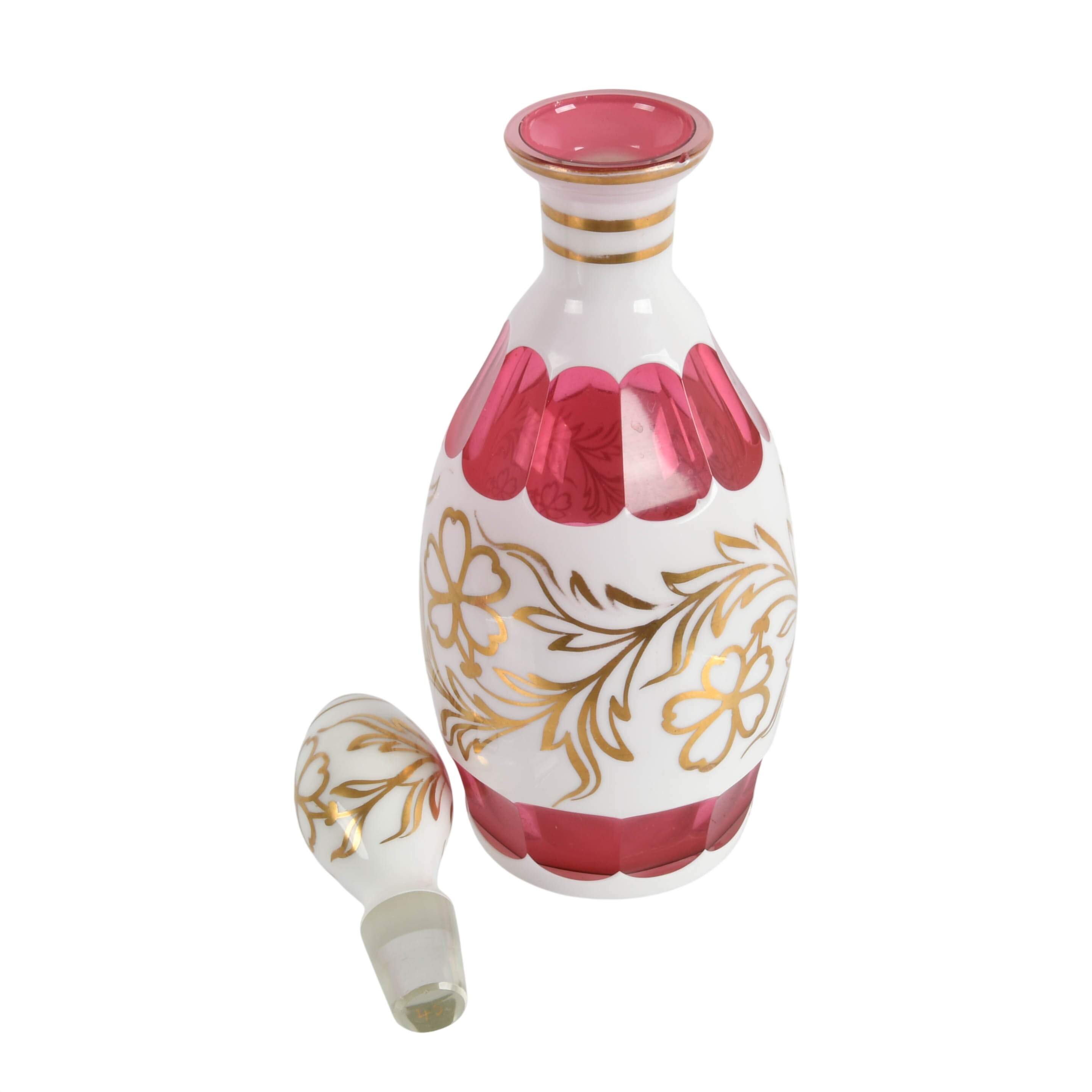 Antique Bohemian Glass Set of Perfume Atomizer and Decanter-6