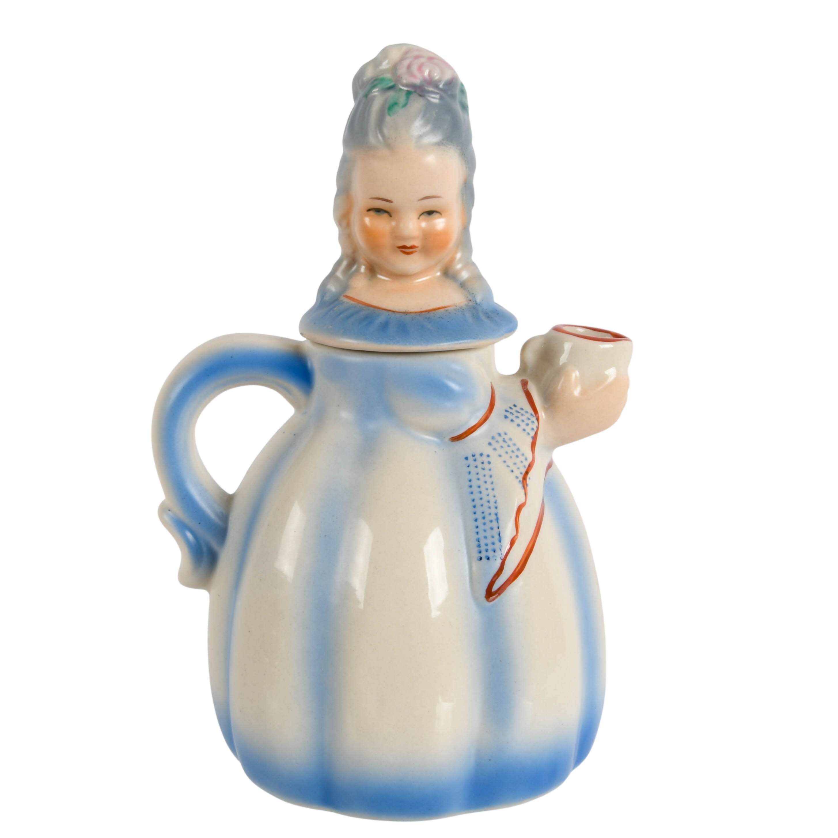 Ladies Items: Colonial Figural Cocoa Pot and 3 Trinket Boxes-6