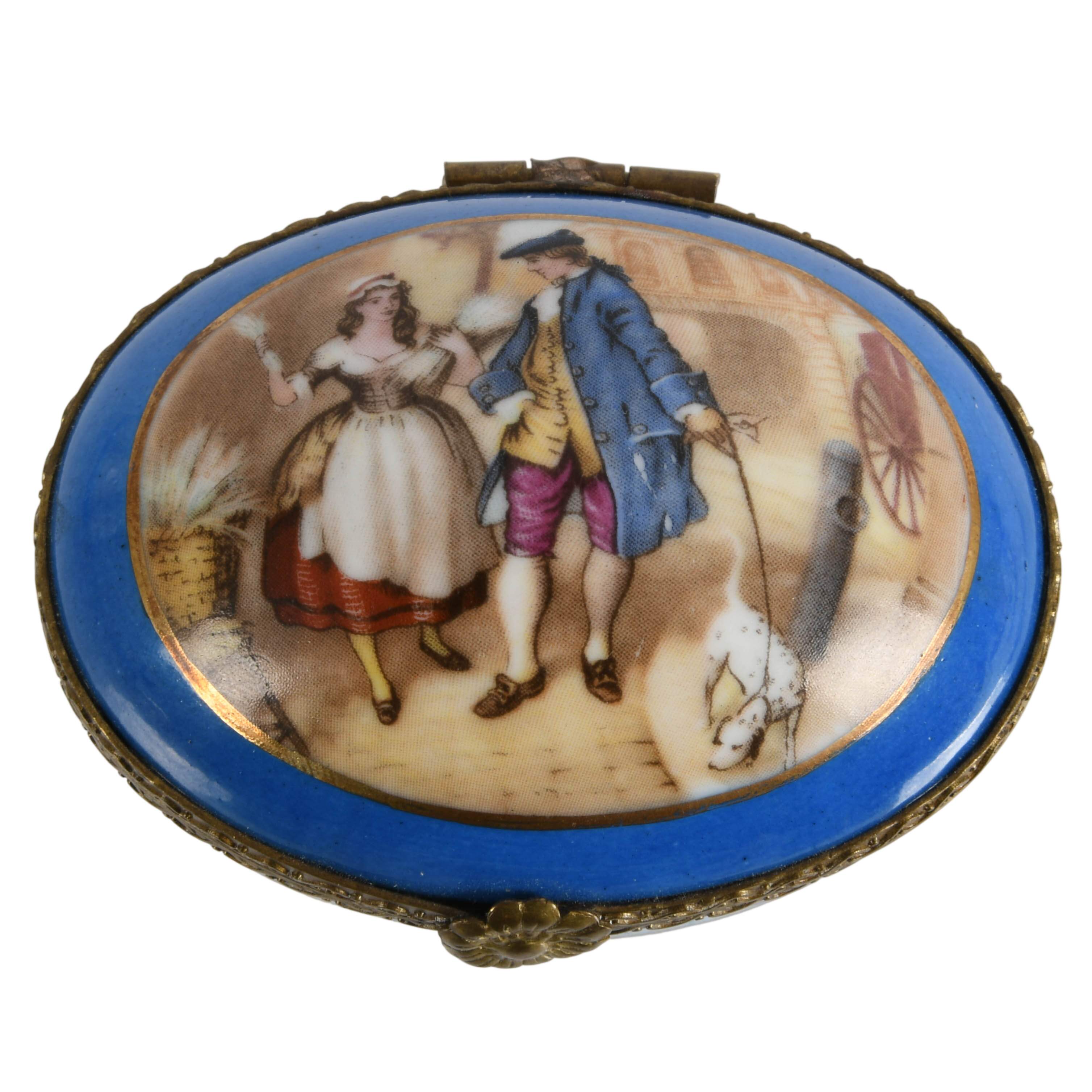 Ladies Items: Colonial Figural Cocoa Pot and 3 Trinket Boxes-4