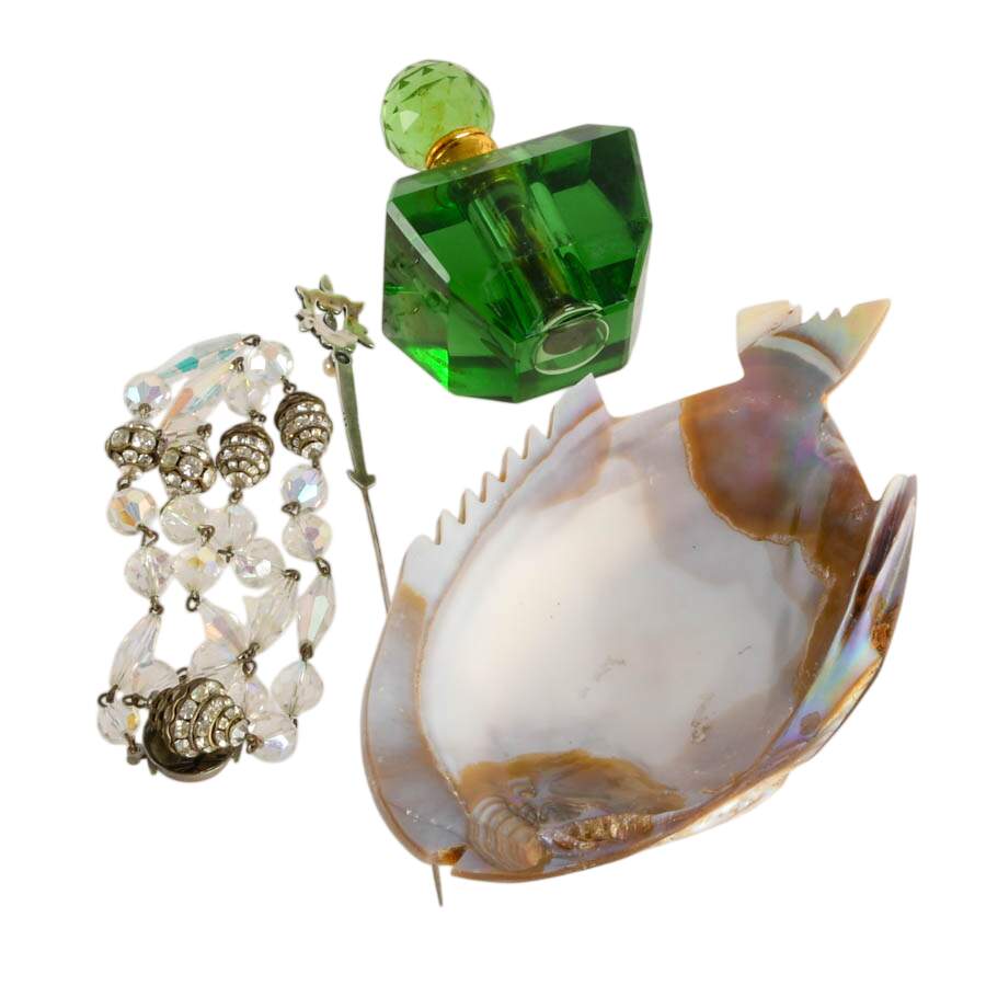 Assortment of Silver, Shell, and Pearl Vanity Items-9