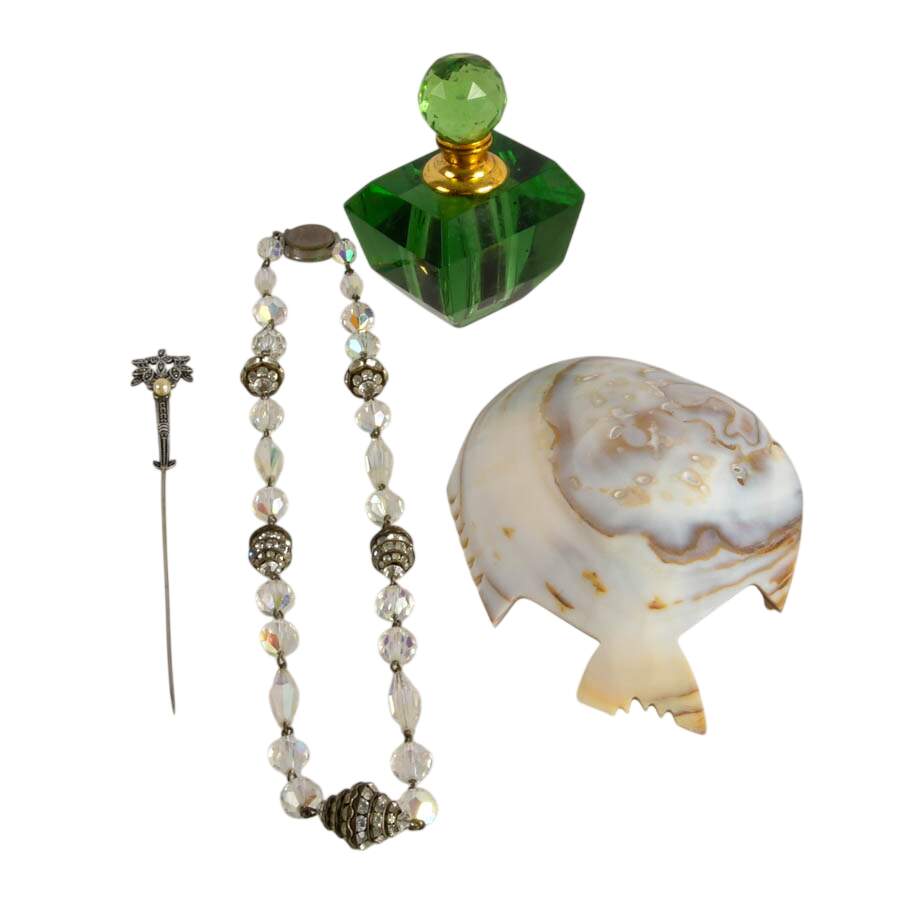 Assortment of Silver, Shell, and Pearl Vanity Items-1