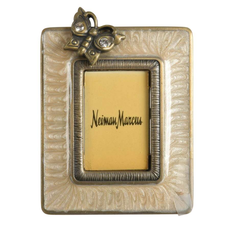 4-Piece Ladies Vanity Items: Neiman Marcus Frame and Ivorine Hand Mirror-6