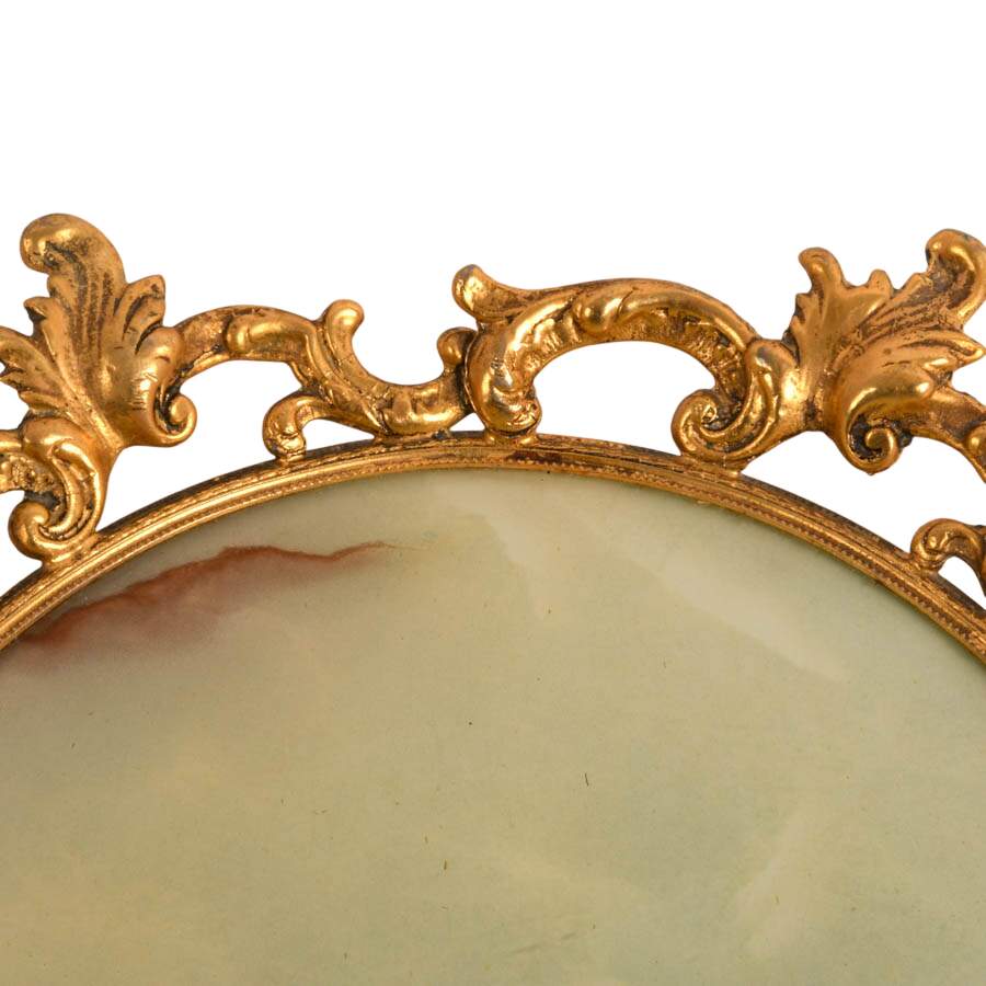 Hollywood Regency-Style Gilt Bronze Oval Vanity Tray-3