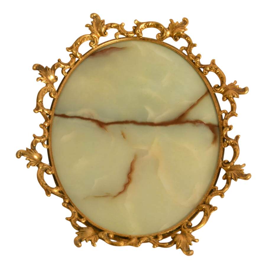 Hollywood Regency-Style Gilt Bronze Oval Vanity Tray-2