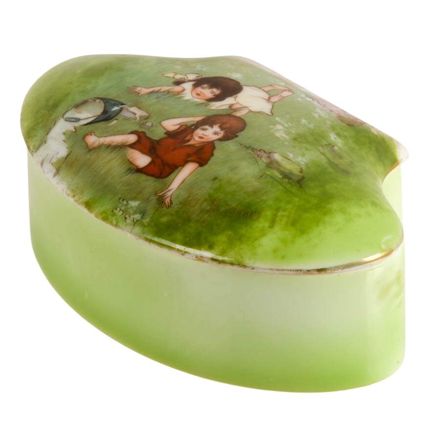 Vintage Royal Bayreuth Jack and Jill Porcelain Clam Shell Box-4