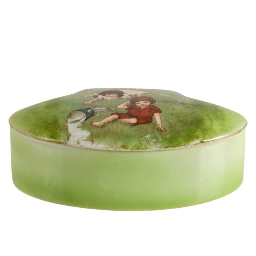 Vintage Royal Bayreuth Jack and Jill Porcelain Clam Shell Box-2