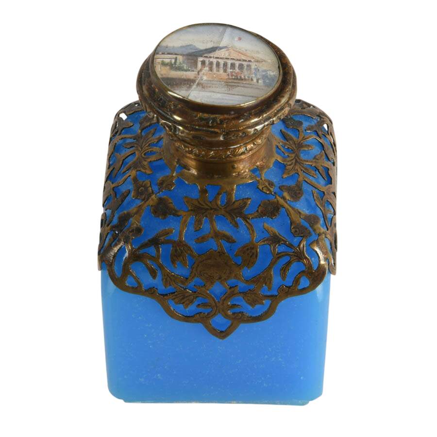 Pair of Antique French Grand Tour Opaline Vanity Bottles-4