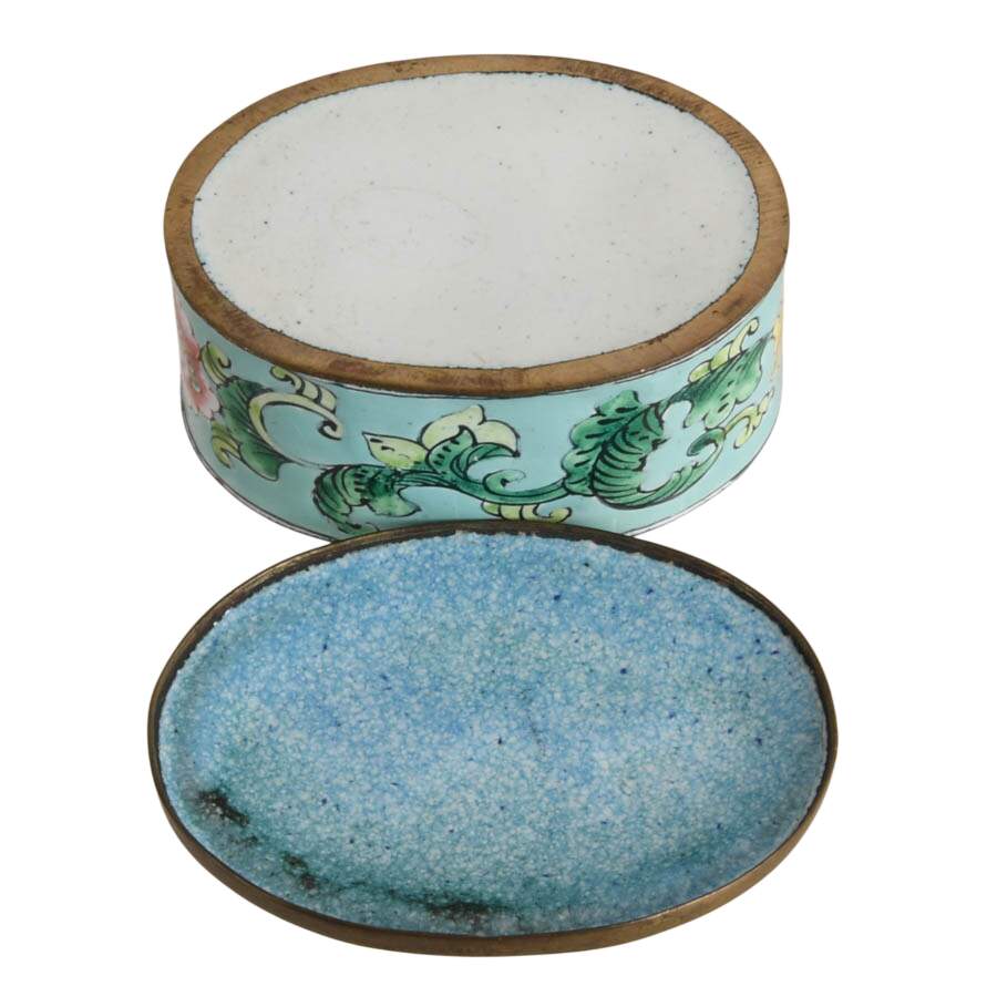 1940's Chinese Enameled White Rabbit Trinket Box with Lid-7