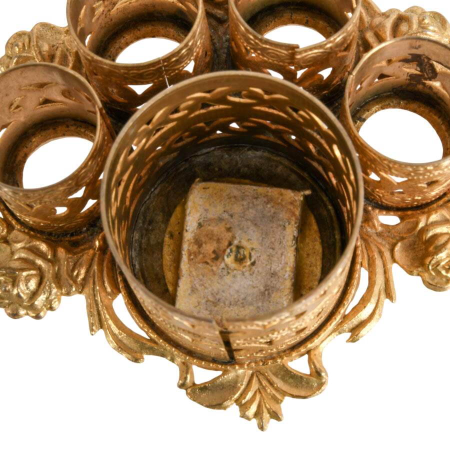 Four Piece Vintage Hollywood Regency Gold Filigree Vanity Set-9