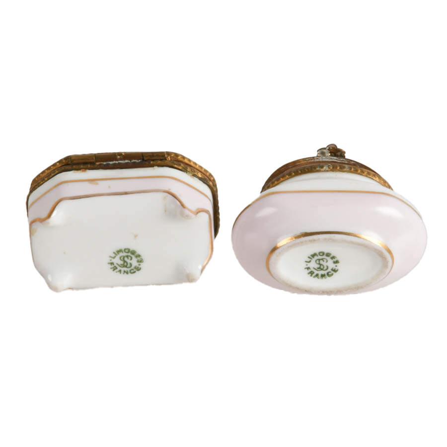 Pair of Limoges Hand-Painted Porcelain Trinket Boxes-7