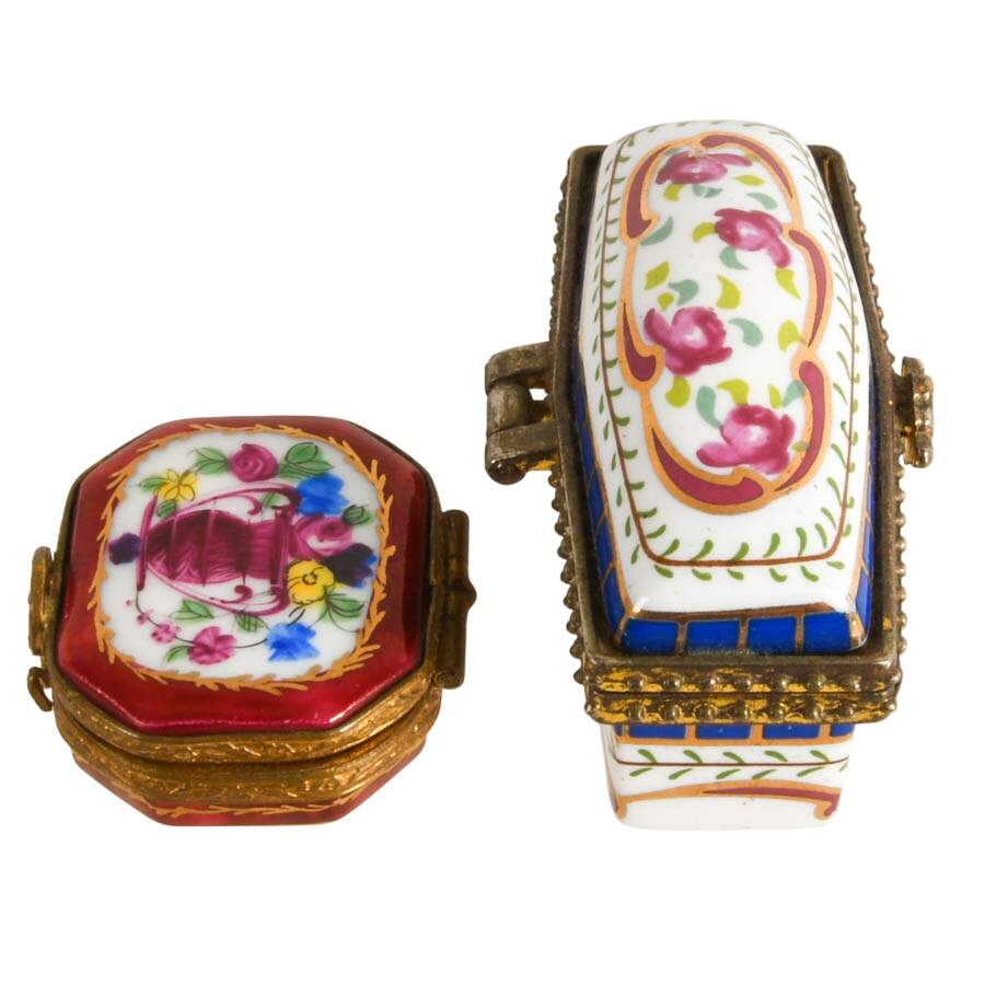 Pair of Porcelain Trinket Boxes: 1 Limoges-3