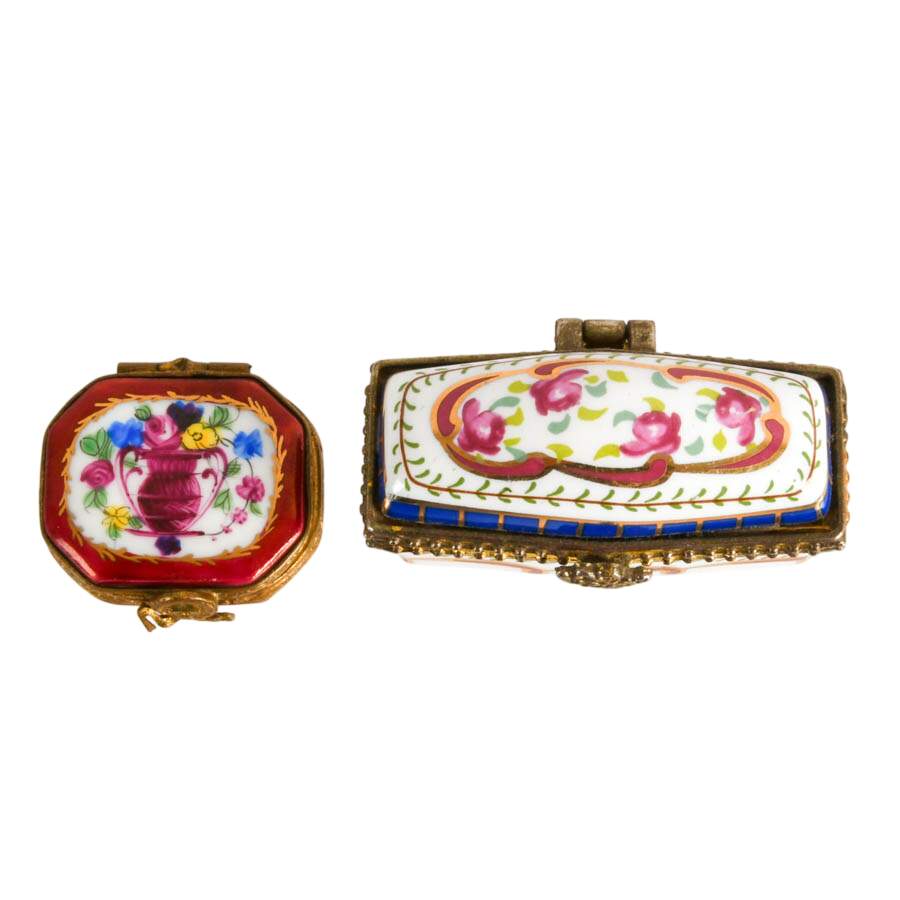 Pair of Porcelain Trinket Boxes: 1 Limoges-2