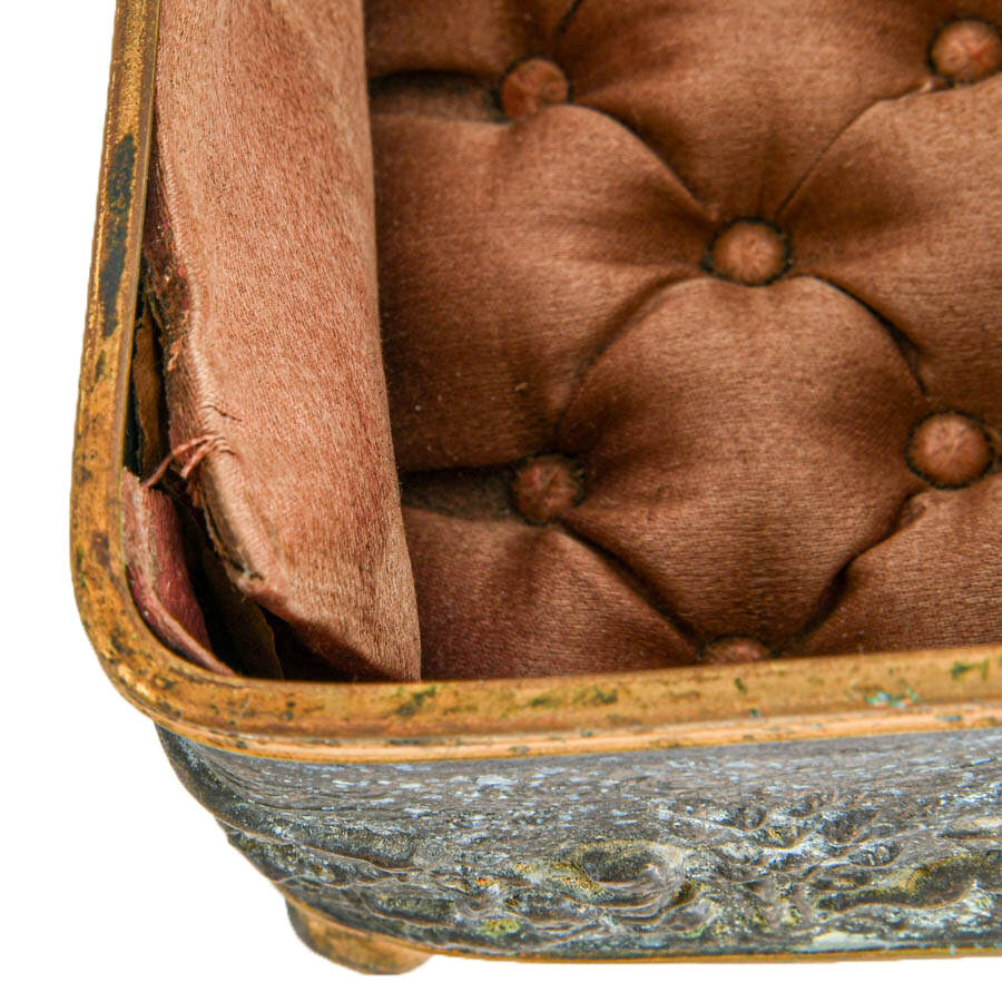 Antique Rectangular Cushioned Repoussé Jewelry Casket-4