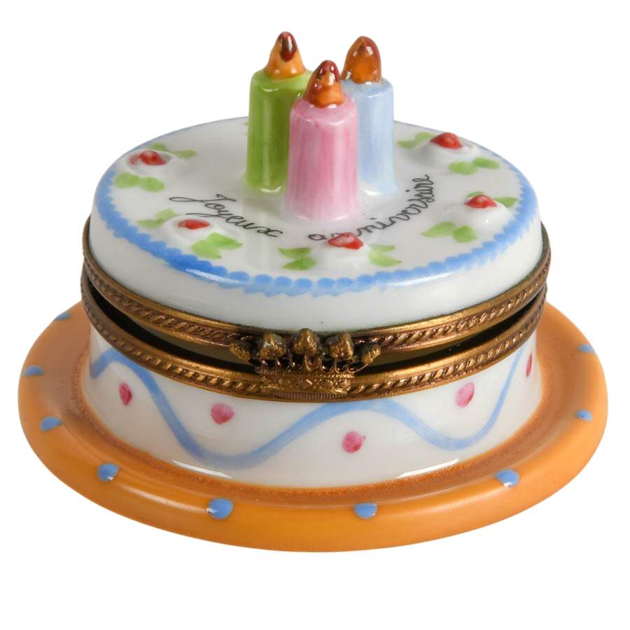 Limoges Hand-Painted Birthday Cake Trinket Box-1