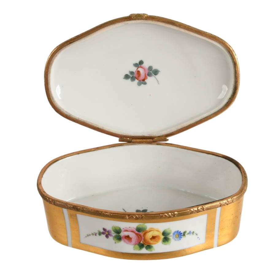 Hand-Painted Gold Floral Porcelain Dresser Box-8