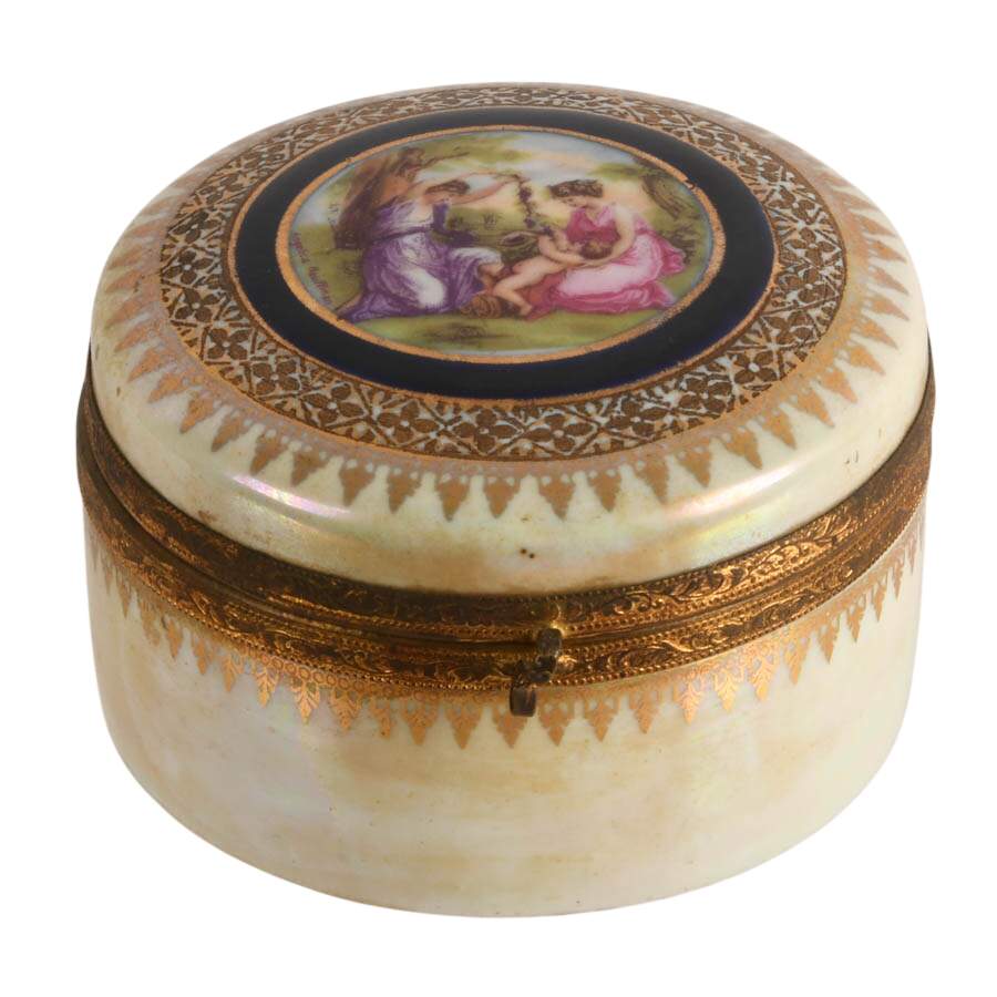 Antique Neoclassical German Porcelain Trinket Box-1
