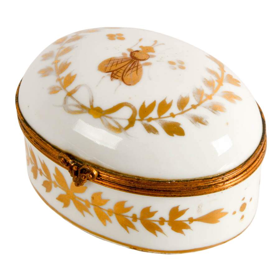 Limoges Hand-Painted Gold Bee Porcelain Trinket Box-3