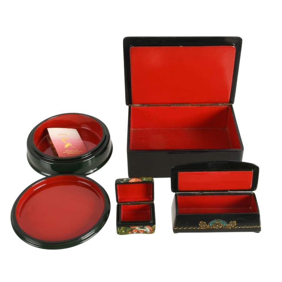 Four Hand-Painted Russian Trinket Boxes-2