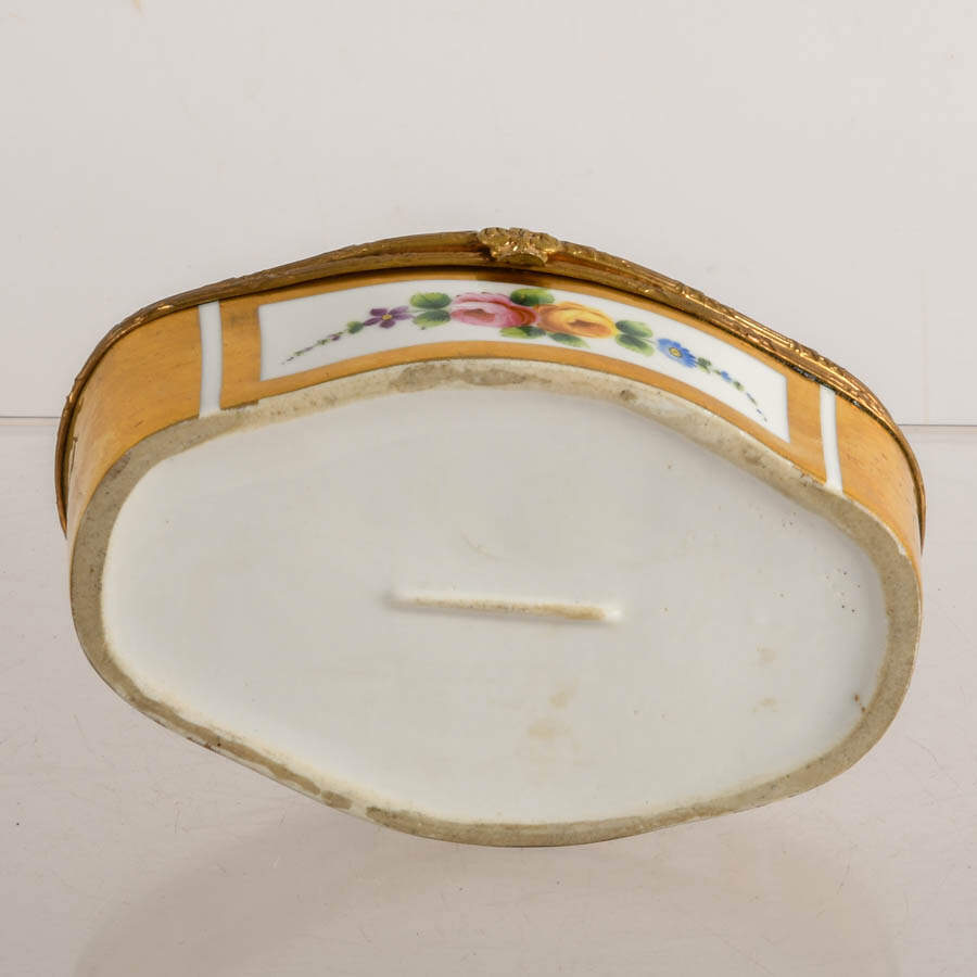 Hand-Painted Gold Floral Porcelain Dresser Box-2