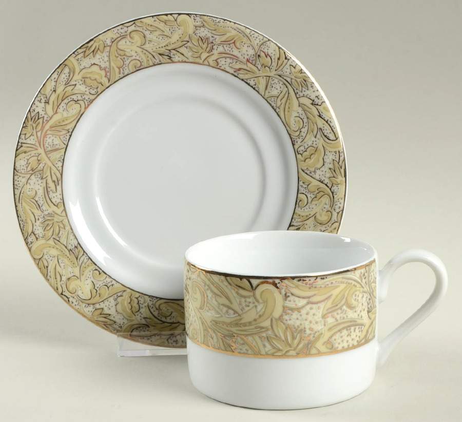 Acapella Gold Flat Cup & Saucer Set by American Atelier-1
