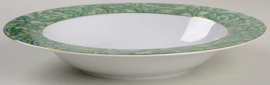 Acapella Green Large Rim Soup Bowl by American Atelier-1