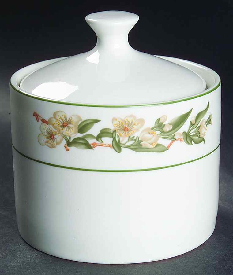 Blossom Breeze (Rim, Stoneware) Sugar Bowl & Lid by American Atelier-1