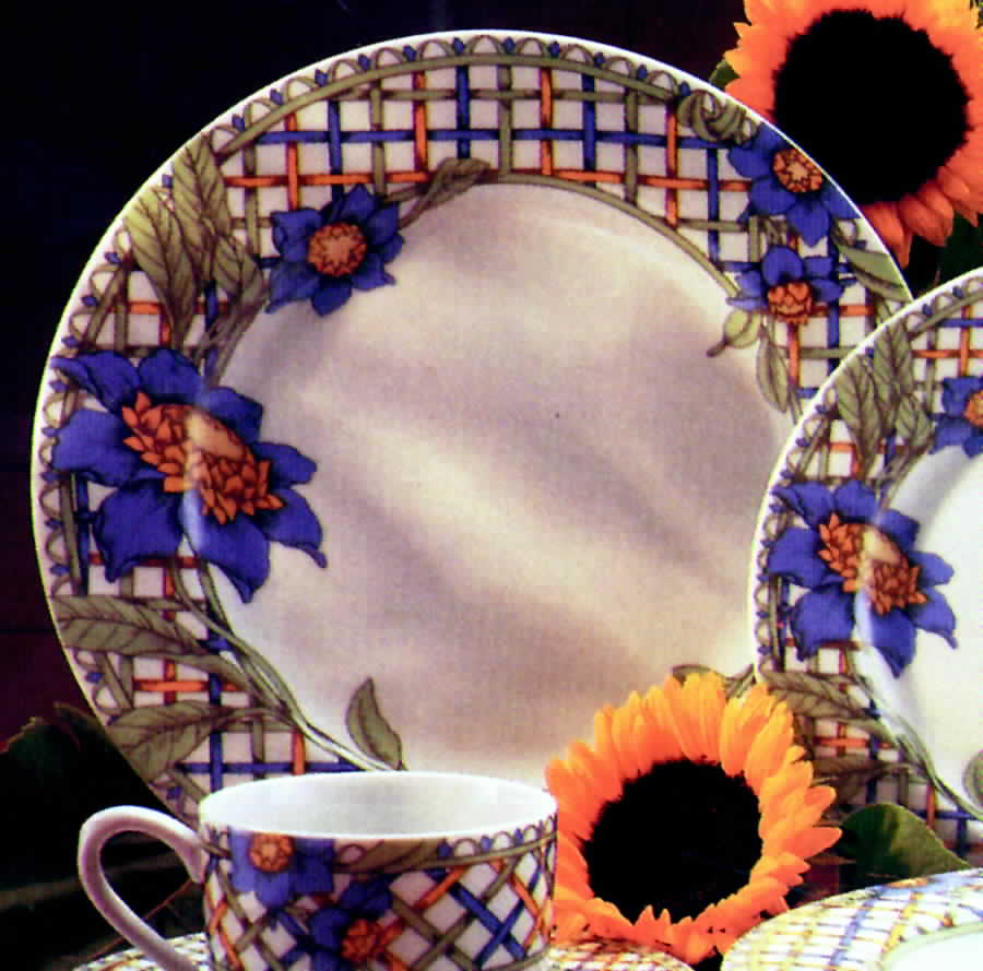 Dahlia Blue Dinner Plate by American Atelier-1