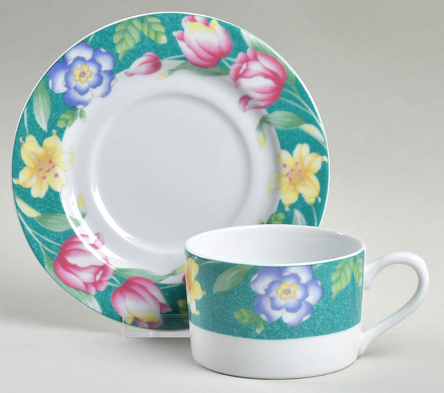 Flower Garden Flat Cup & Saucer Set by American Atelier-1