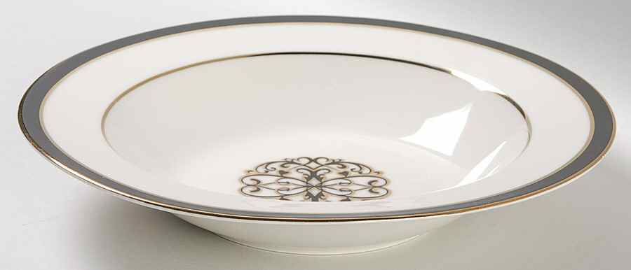 Florentine Scroll Black Large Rim Soup Bowl by American Atelier-1