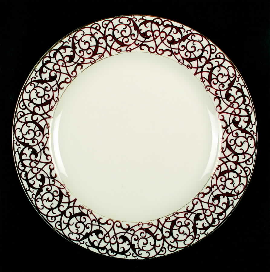 Florentine Scroll Burgundy Dinner Plate by American Atelier-1