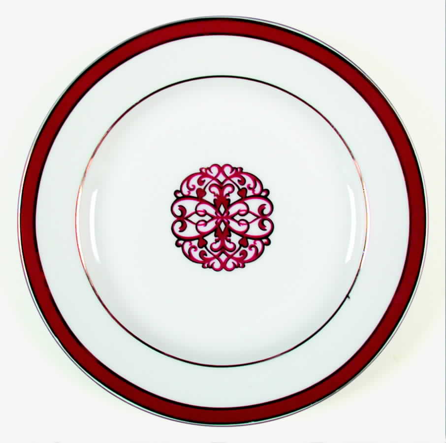 Florentine Scroll Burgundy Salad Plate by American Atelier-1