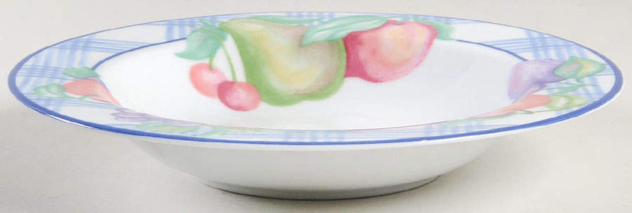 Gingham Harvest Large Rim Soup Bowl by American Atelier-1