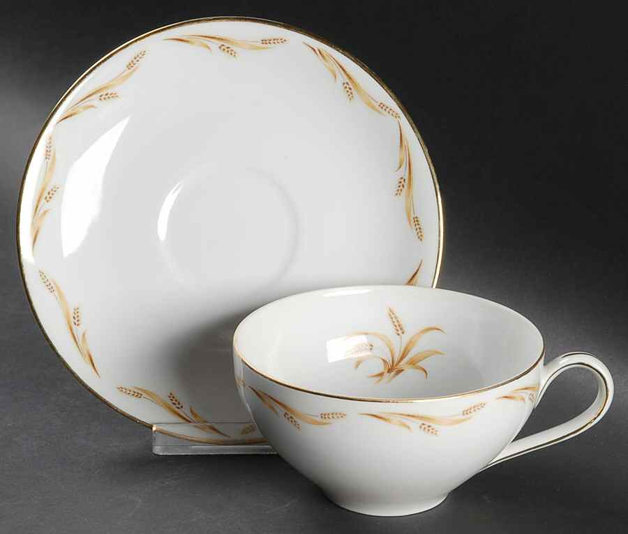 Golden Grain Flat Cup & Saucer Set by Abalone-1