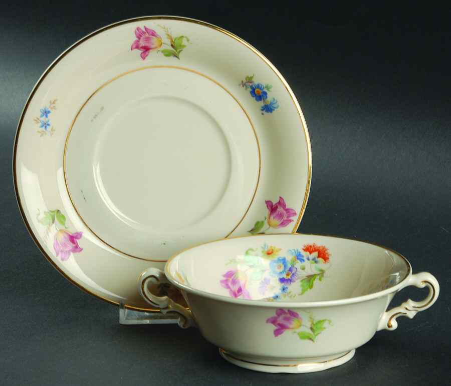 ABE1 Footed Cream Soup Bowl & Saucer Set by Aberdeen-1