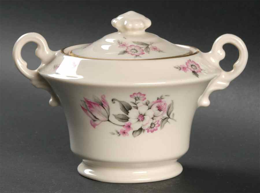 Moss Rose (Smooth Edge, Gold Trim) Sugar Bowl & Lid by Aberdeen-1