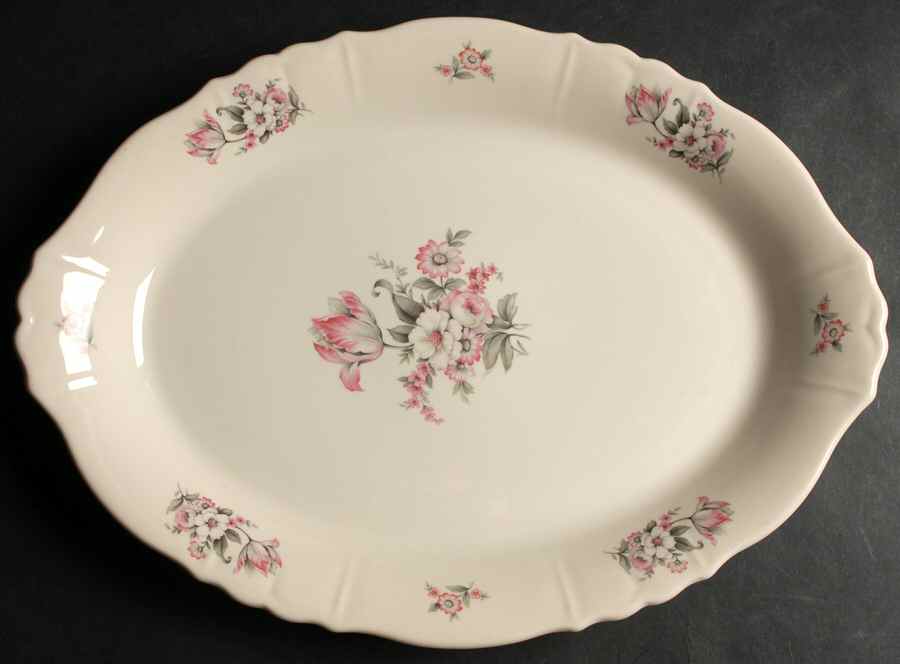 Moss Rose (Scalloped, No Trim) 16" Oval Serving Platter by Aberdeen-1