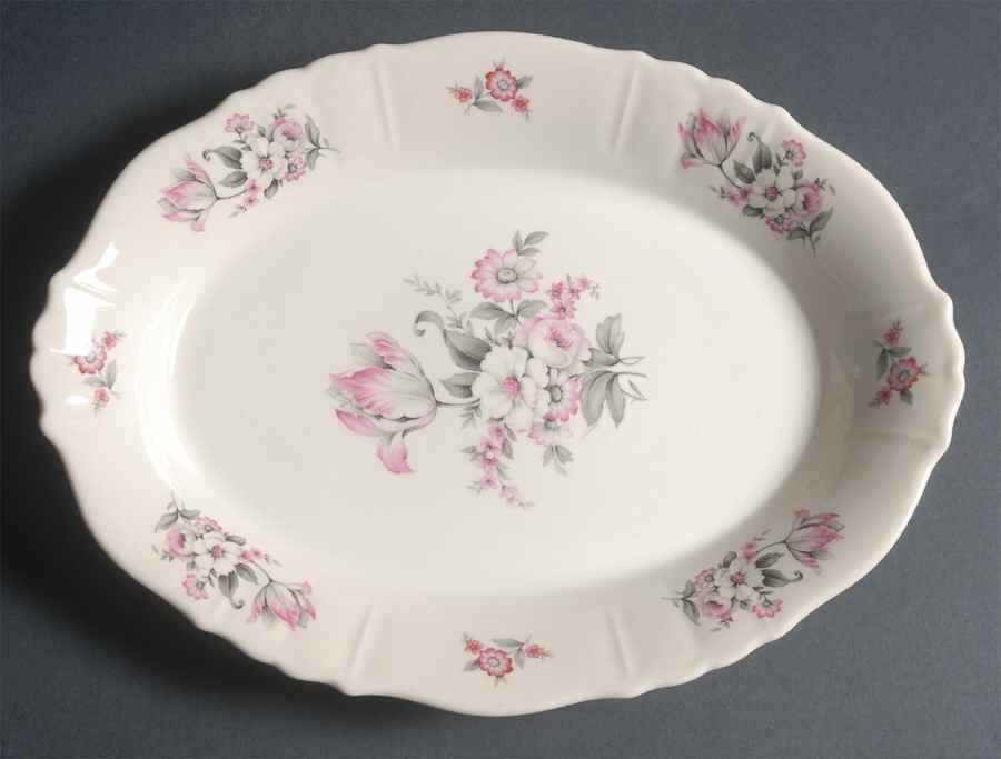 Moss Rose (Scalloped, No Trim) 12" Oval Serving Platter by Aberdeen-1