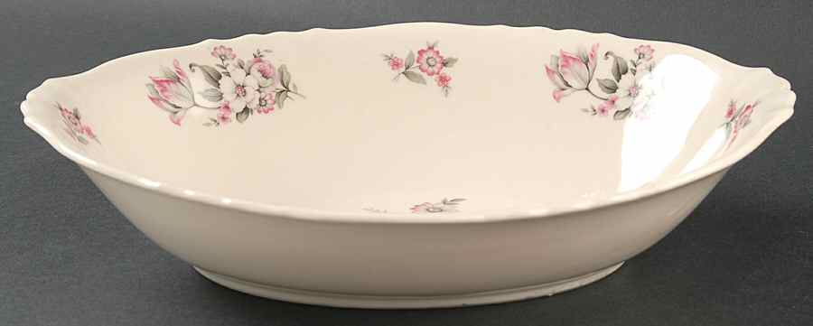 Moss Rose (Scalloped, No Trim) 10" Oval Vegetable Bowl by Aberdeen-1
