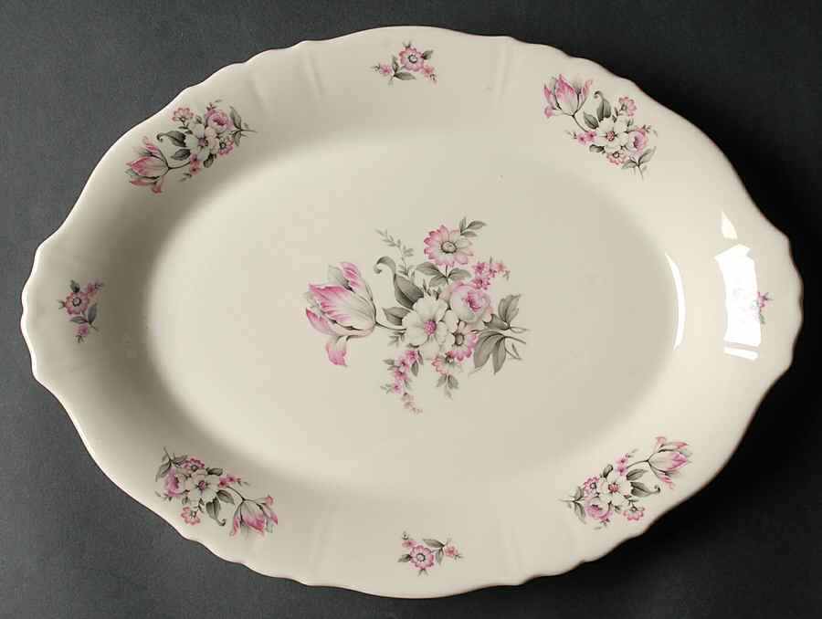 Moss Rose (Scalloped, No Trim) 14" Oval Serving Platter by Aberdeen-1