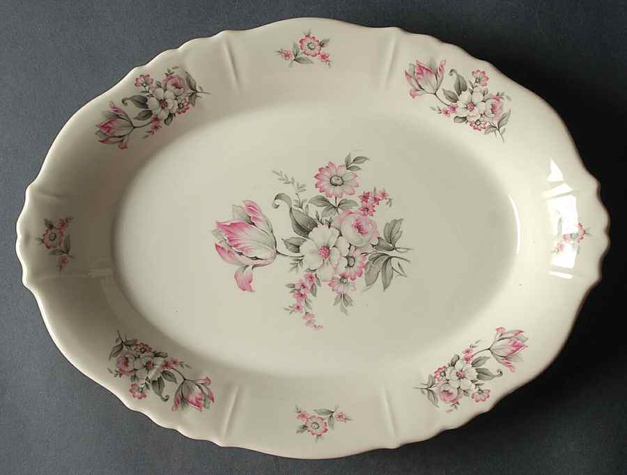 Moss Rose (Scalloped, No Trim) 12" Oval Serving Platter by Aberdeen-1