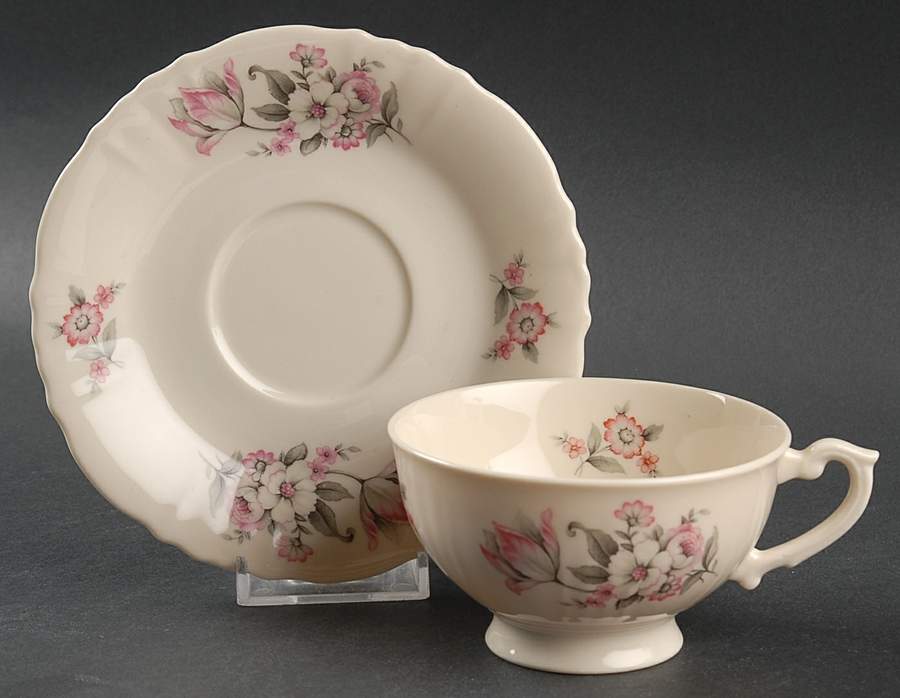 Moss Rose (Scalloped, No Trim) Footed Cup & Saucer Set by Aberdeen-1