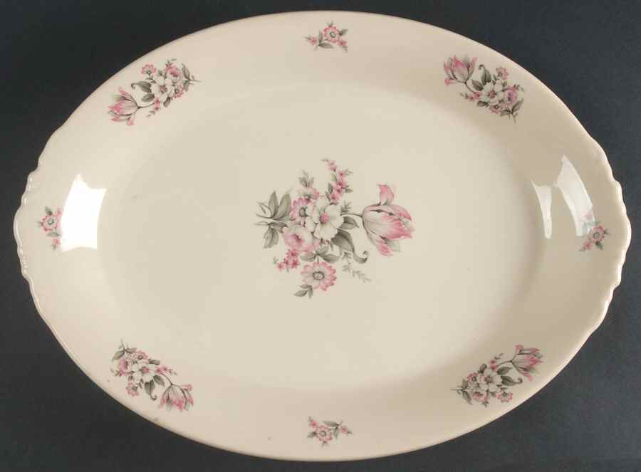 Moss Rose (Smooth Edge, No Trim) 16" Oval Serving Platter by Aberdeen-1