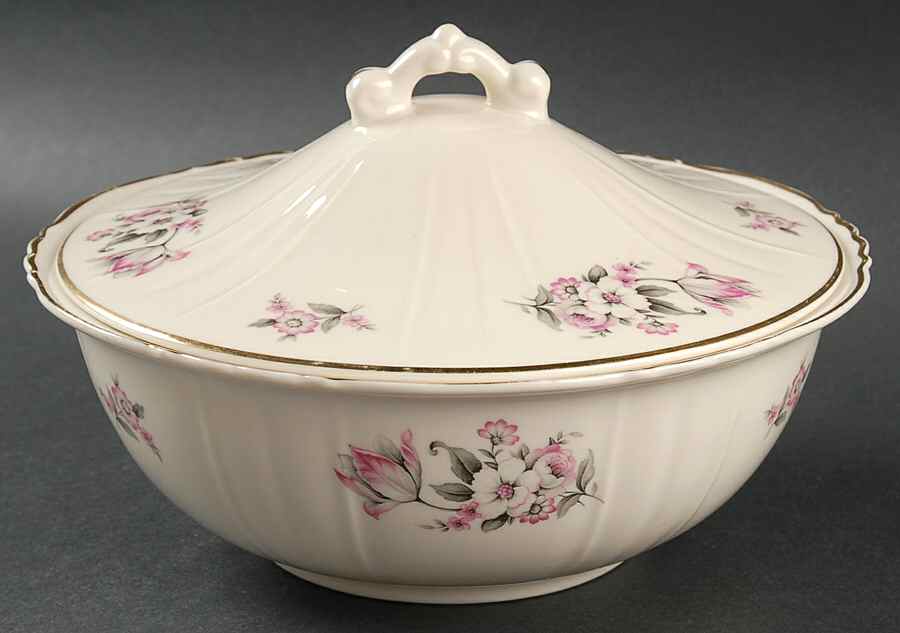 Moss Rose (Scalloped, Gold) Round Covered Vegetable by Aberdeen-1