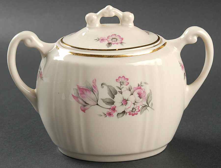 Moss Rose (Scalloped, Gold) Sugar Bowl & Lid by Aberdeen-1
