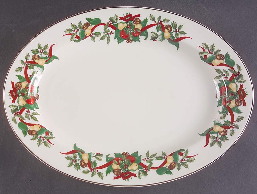 Christmas Bounty 14" Oval Serving Platter by Amc China-Germany-1