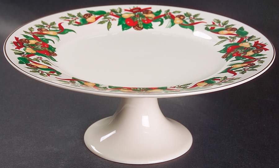 Christmas Bounty 10" Diameter Pedestal Cake Stand by Amc China-Germany-1
