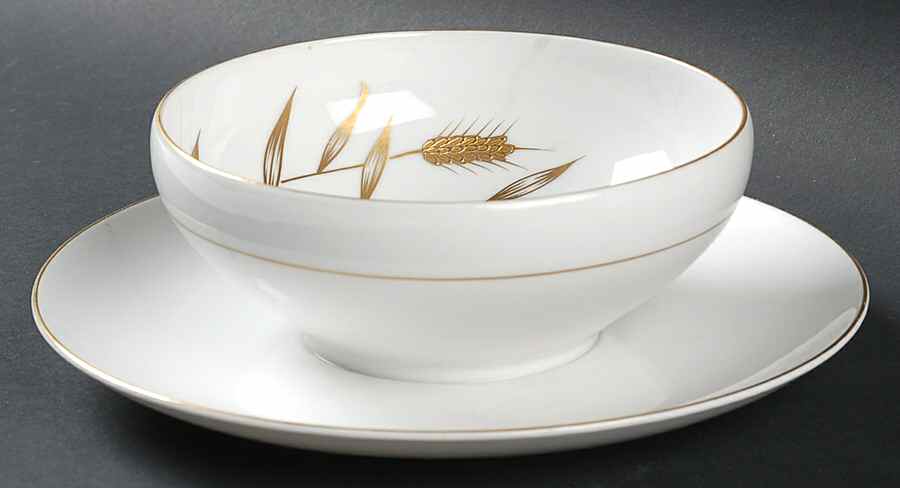 Golden Leaf Gravy Boat with Attached Underplate by ACI-1