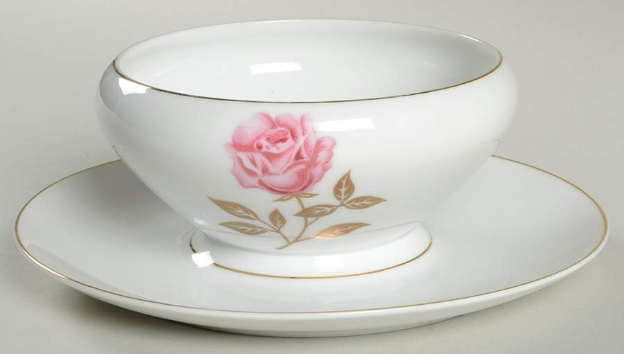 Golden Rose Gravy Boat with Attached Underplate by ACI-1