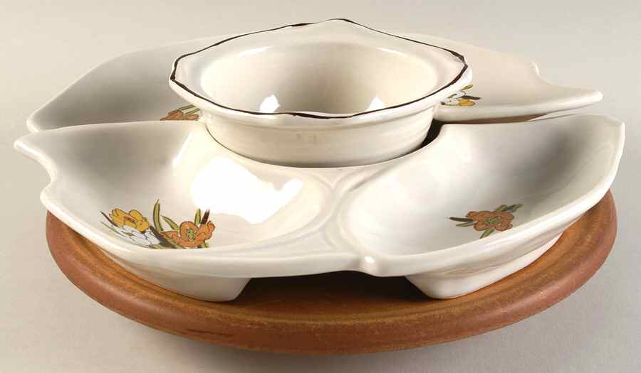 Adela 4pc Lazy Susan (2 Pt Sides, Center Bwl,Wood Base) by Acsons-1