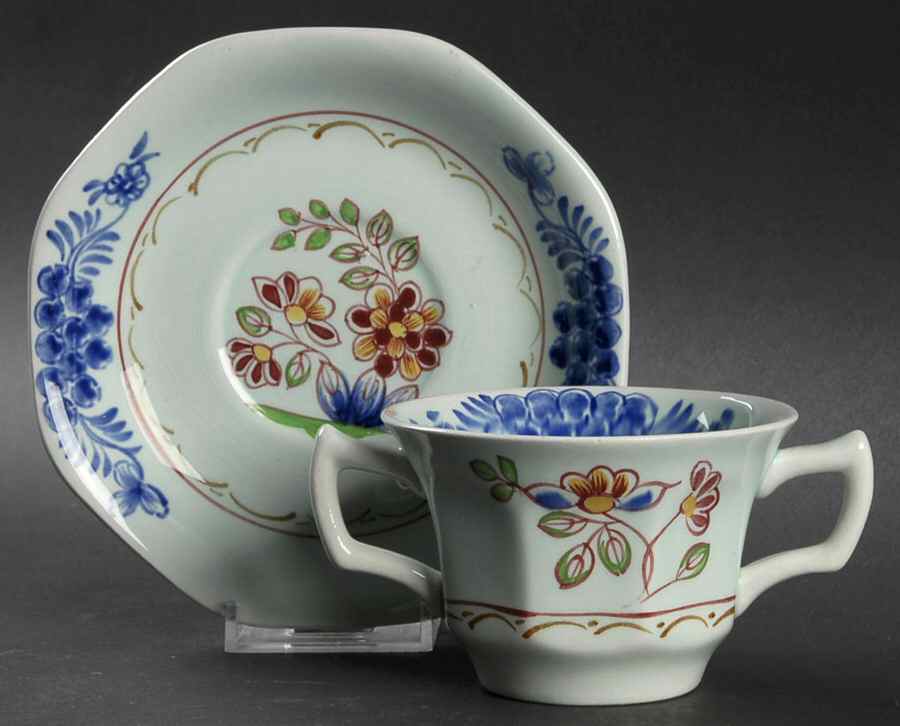 2413 Flat Bouillon Cup & Saucer by Adams China-1